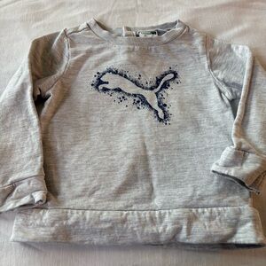 Puma Kids Light Gray Sweatshirt with Navy Logo